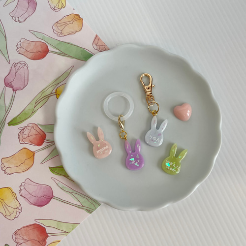 名入れ】アンブレラマーカー（うさぎ）ネームタグ イニシャルチャーム