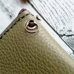 【送料無料】小銭入れ付きパスケース　キーケース　リール付き　カードケース　マルチポーチ　ストラップ付　本革　７色 5枚目の画像