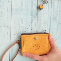 【送料無料】小銭入れ付きパスケース　キーケース　リール付き　カードケース　マルチポーチ　ストラップ付　本革　７色 3枚目の画像