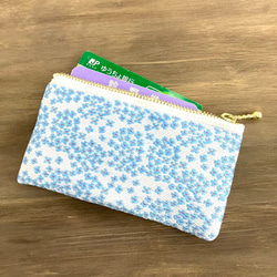 畳縁　零錢包　繡球花　日式　藍色的 第3張的照片