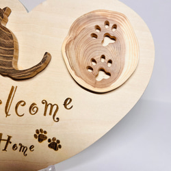 猫　ウェルカムプレート　セミオーダー 名入れ 木製 ねこ シルエット ウェルカムボード 玄関 木製雑貨　送料無料 4枚目の画像