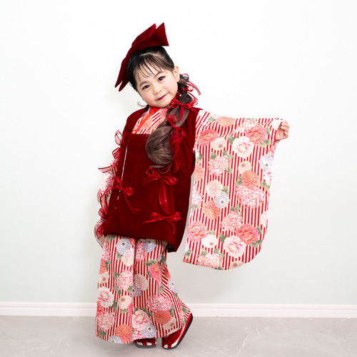 ハンドメイド♡リバティ×ギンガム、タグ オーガンジーフリルポニー 濃いピンク ハンドメイド♡リバティ×ギンガム、タグデザイン オーガンジー