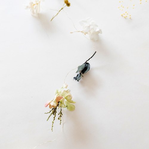 ナチュラルカラーのお花のモビール・ガーランド 2本セット 爽やか