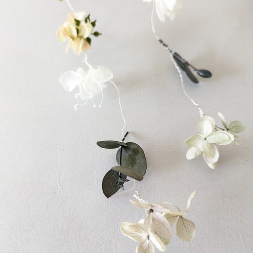 ナチュラルカラーのお花のモビール・ガーランド 2本セット 爽やか