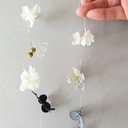 2.フラワーガーランド、フラワーモビール ナチュラルカラーのお花のモビール・ガーランド 2本セット