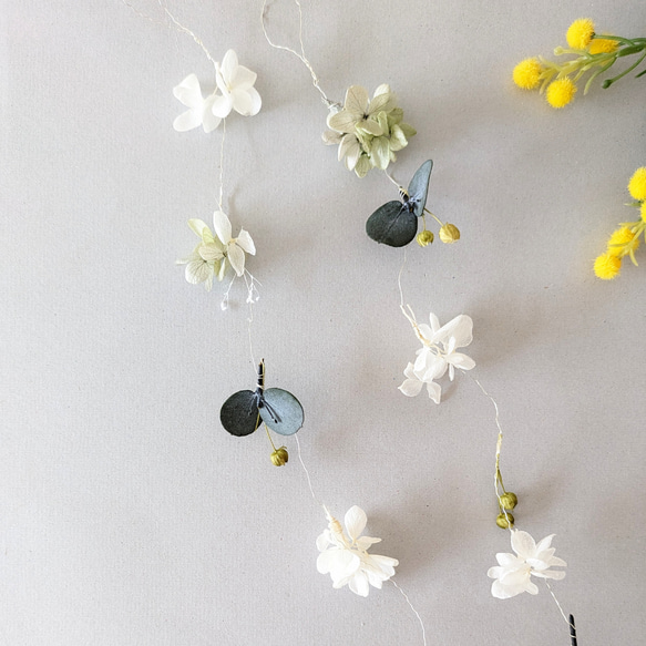 ナチュラルカラーのお花のモビール・ガーランド 2本セット 爽やか  