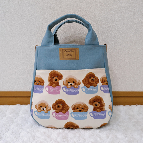 1767．ティーカッププードル柄2wayショルダーバッグ アイボリー