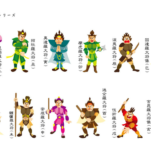 オリジナルイラスト 十二神将 毘羯羅大将(子年)のステッカー ※UV、耐水
