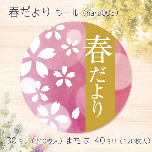 春だより　シール（haru003）　丸形30ミリ 240枚 または丸形40ミリ 120枚 1枚目の画像