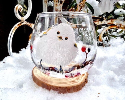 シーグラスアート♡冬のレアカクテル♡ 南天 雪うさぎ