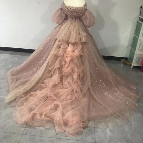 ふっくら柔らかなバックリボン ピンク 上質オーガンジー キラキラ  