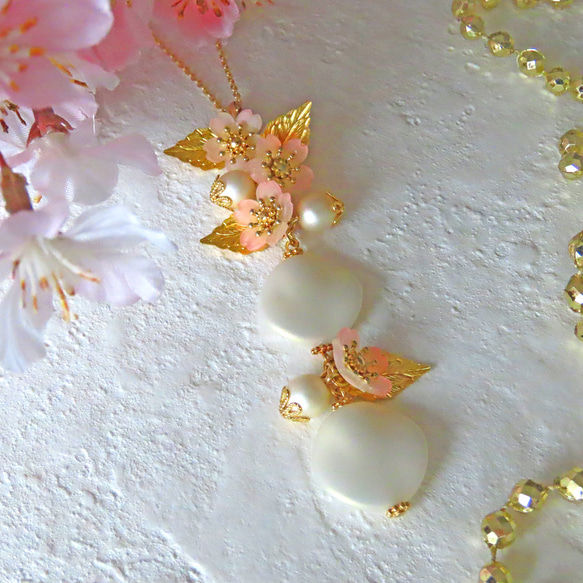 【春限定】桜咲く～はじまりの「白」～【ネックレス】 3枚目の画像