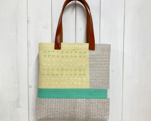 ハンドメイド　ちくちく∴手縫い＊バック　 刺し子　パッチワーク ハンドメイド ちくちく∴手縫い＊バック 刺し子 パッチワーク