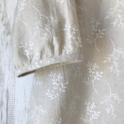 綿/麻　刺繍レース　ゆったり　ブラウス　6部袖丈　[生成] 2枚目の画像