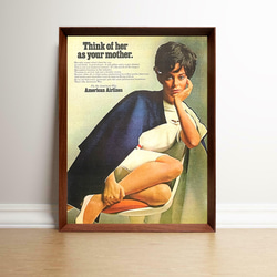 アメリカン航空 1960年代 アメリカ ヴィンテージ 雑誌 広告 額付 ポスター 1枚目の画像