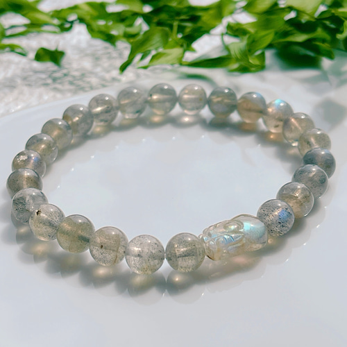 貔貅ラブラドライトブレスレット 小さな貔貅✨ラブラドライトブレス