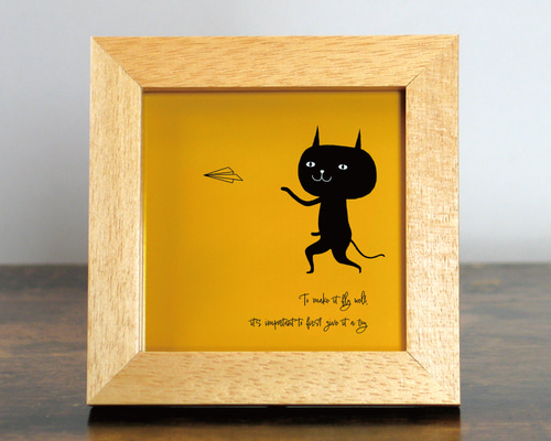 額付き】 北欧 ネコ 猫 絵 絵画 アート ポスター 黒猫 イラスト