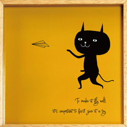 【額付き】 北欧　ネコ　猫　絵　絵画　アート　ポスター　黒猫　イラスト　グッズ　猫モチーフ　雑貨「ねこのひげ　0088」 6枚目の画像