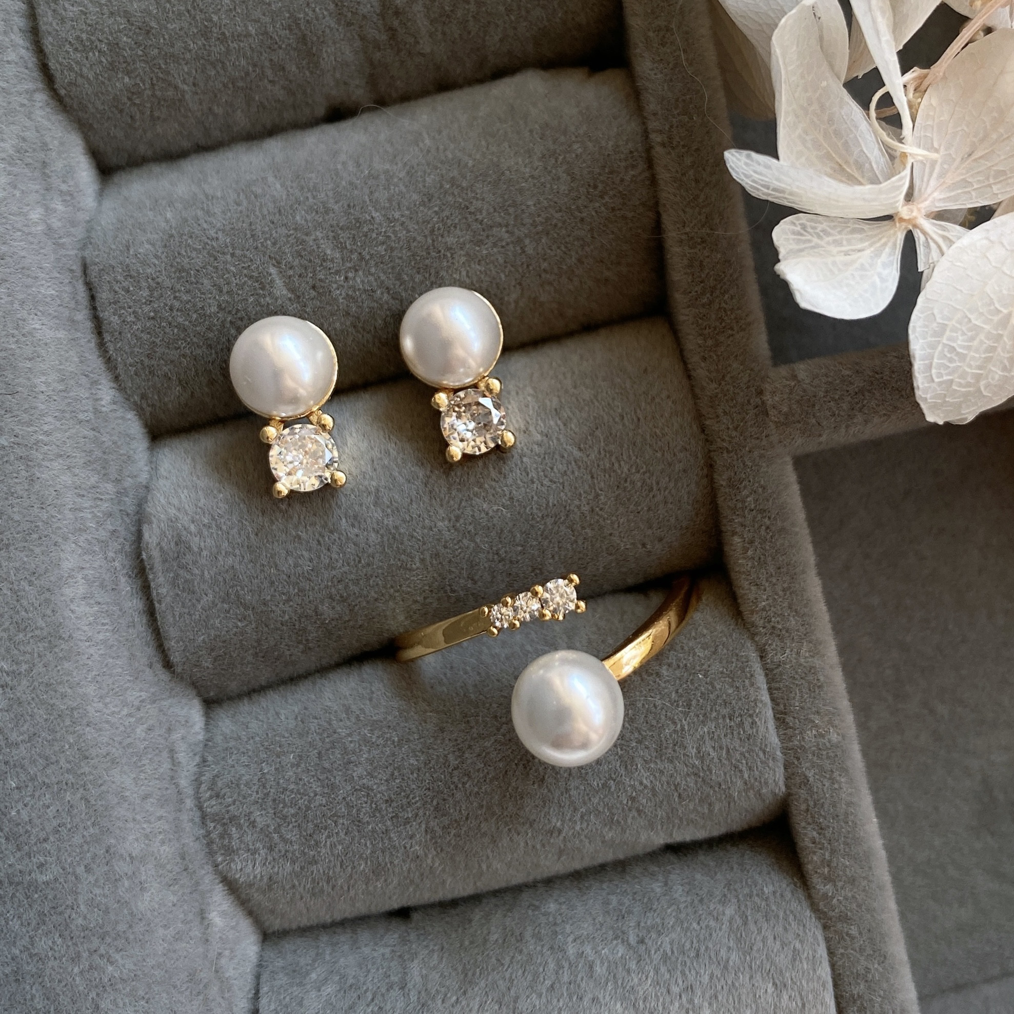 【母の日にも】＼リングが選べる／petit bijou と貝パールリングのセット