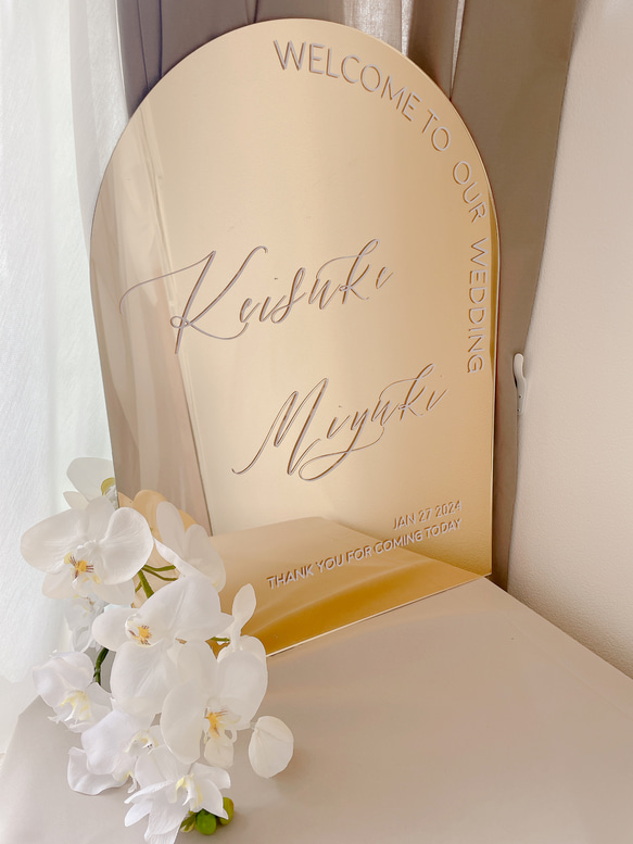 アーチ型ミラーゴールド レンタルウェルカムボード ウェルカムボード