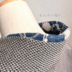 綿の刺繍半衿  デニムカラーのサークル模様 4枚目の画像