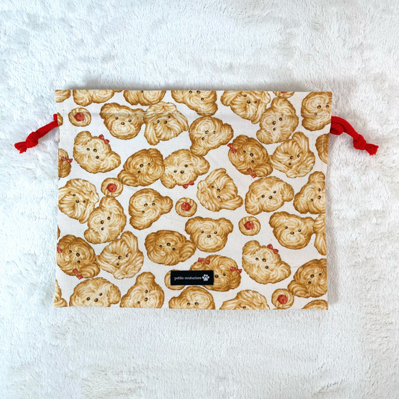 ワンちゃんとテディベアの可愛い絞りクッキー柄(ナチュラル)のお弁当袋＊280306c 11枚目の画像