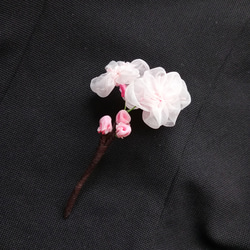 一枝の桜の髪飾り リボンフラワー ヘアピック 4枚目の画像