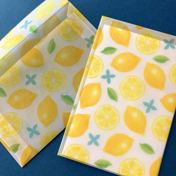 レモン柄のレターセット(トレーシングペーパー封筒) 2枚目の画像