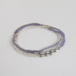 パープル KABURU 留め具のない かぶるタイプのガラスビーズネックレス 紫 4枚目の画像
