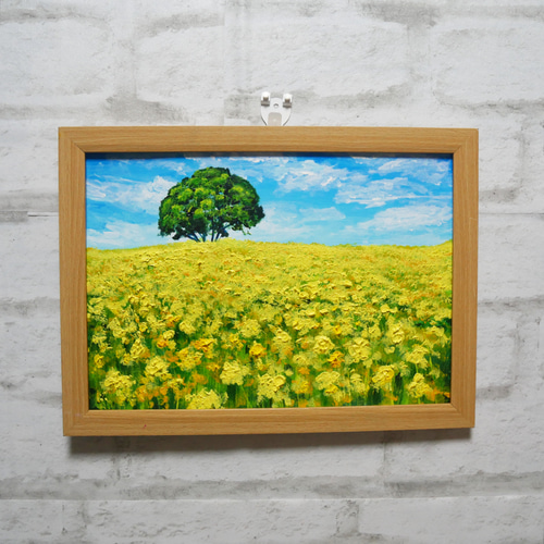 油絵 油彩 油彩画 絵 絵画　【黄色い菜の花畑の一本木】 油絵 油彩 油彩画 絵 絵画 【黄色い菜の花畑の一本木】 絵画 HR 通販