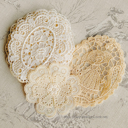 フランス、アンティーク・ホワイトワーク・白刺繍パーツ C