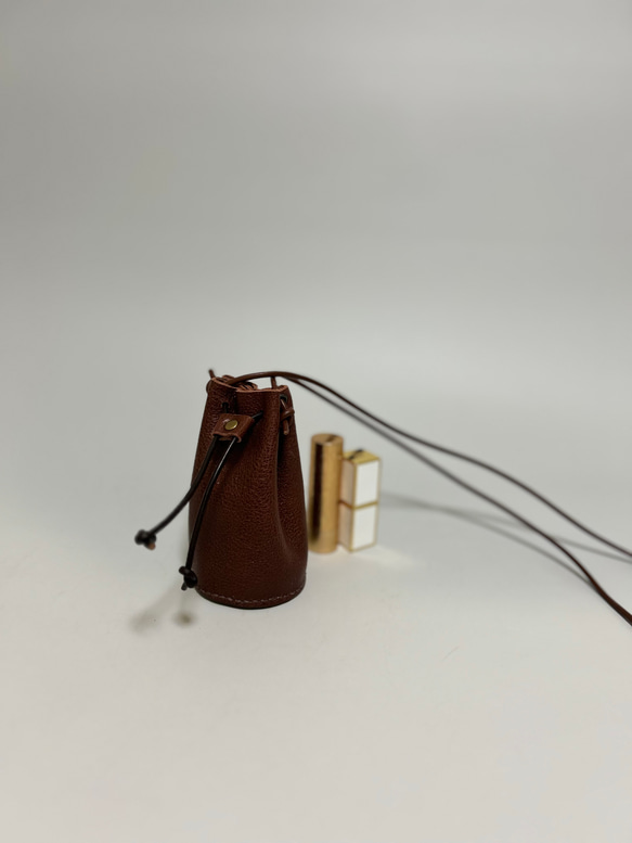 新作 姫路レザーminisize小物リップケース◇焦げ茶 ネックレス