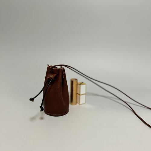新作 姫路レザーminisize小物リップケース◇焦げ茶 ネックレス