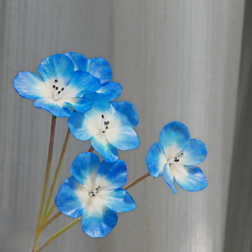 再販）ネモフィラ グラデーションブルー 5本 Midi ✿クレイフラワーNO