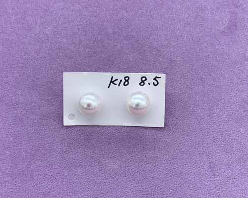 K18ゴールド無調色アコヤ真珠ピアス(越物) ピアス（スタッド・一