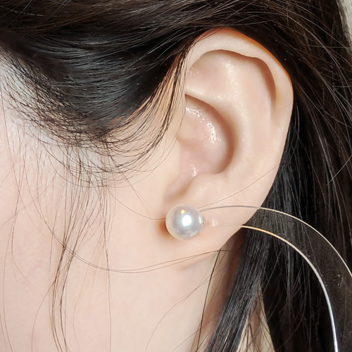 越物 無調色 あこや真珠 ピアス あこや無調色5.5X5mm越物ネックレス&ピアス | 夏を二度越す