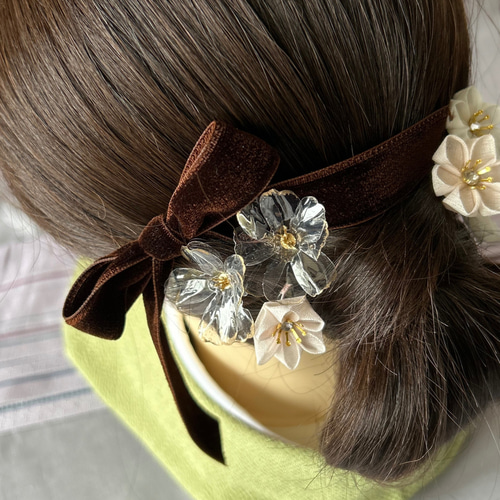 再販受付中　つまみ細工 髪飾り　七五三　成人式　卒業式　リボン 再販10以上』七五三髪飾り つまみ細工 3歳 赤系 成人式髪飾り