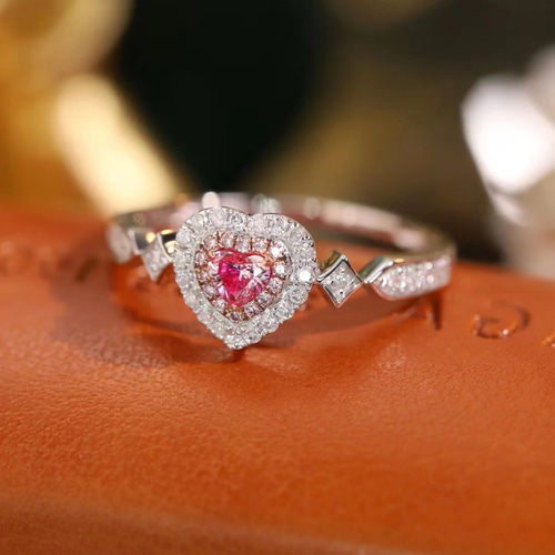 一点もの　18K リング　指輪　アクセサリー　おしゃれ　ハート エンジェルハート ピンクダイヤモンド 18K リング 指輪・リング