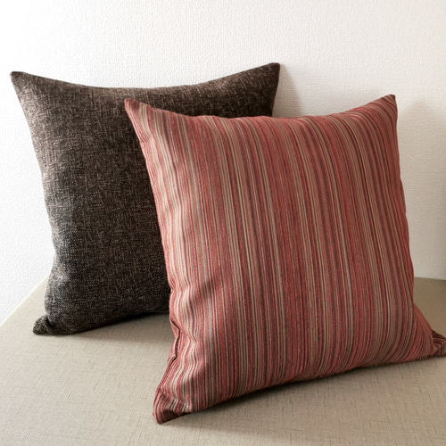 手洗いOK♪ モク調 ブラウン クッションカバー 45×45㎝ ファスナー付