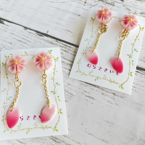 桜の練り切りイヤリング/ピアス♡フェイクスイーツ ピアス（スタッド  
