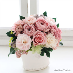 プリザーブドフラワー＜シャルロットM＞くすみピンク 【Creema限定】お祝い 2枚目の画像