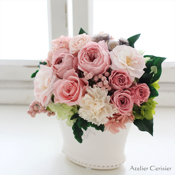 プリザーブドフラワー＜シャルロットM＞くすみピンク 【Creema限定】お祝い 3枚目の画像