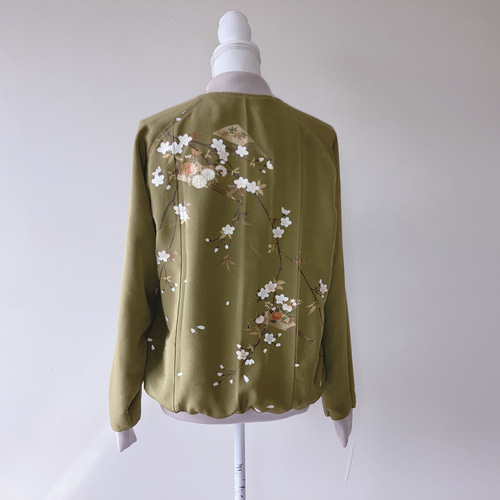 美品 ハンドメイド 着物リメイク ジャケット M ジャケット おうん 