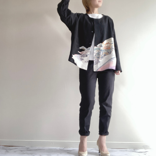 Creema限定！早割価格】ハンドメイド 着物リメイク ジャケット L 汚れ 