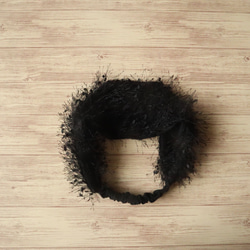 シャギーフリンジのヘアバンド（ブラック） 5枚目の画像