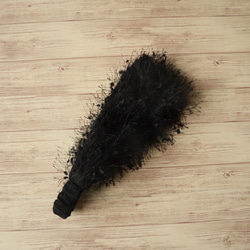 シャギーフリンジのヘアバンド（ブラック） 4枚目の画像