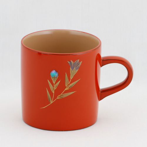 伝統工芸 輪島塗 ペア珈琲カップ 竜胆蒔絵 スプー付 【1102】 ティー