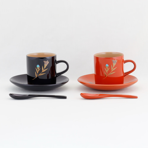 未使用　輪島塗　カップ&ソーサー 輪島塗 カップ&ソーサー ぼかし塗｜しおやす漆器工房