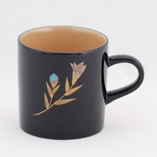 伝統工芸 輪島塗 ペア珈琲カップ 竜胆蒔絵 スプー付 【1102】 ティー