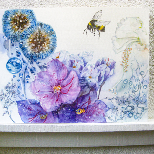 水彩画(原画)雨とミツバチ 絵画 Kaji yoco 通販 17490385 水彩画(原画)雨とミツバチ 絵画 Kaji yoco 通販 17490385